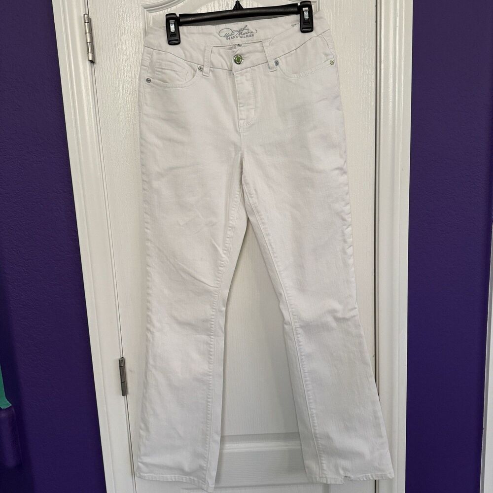 DIANE GILMAN Slim Boot White Denim Mid Rise Jeans Women’s Size 8